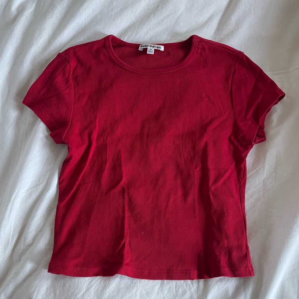 Reformation red baby tee